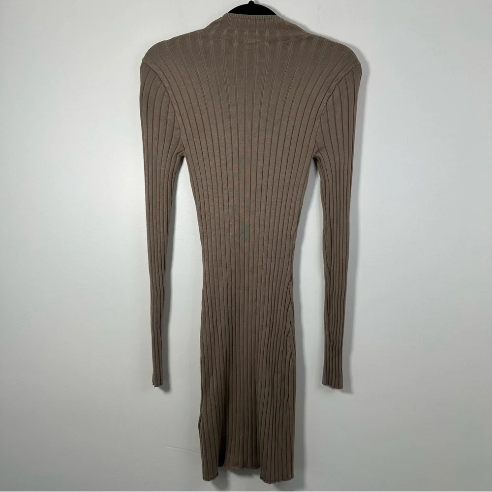 Abercrombie & Fitch Women’s Beige Long Sleeve Ribbed Knit Bodycon Dress Size XS